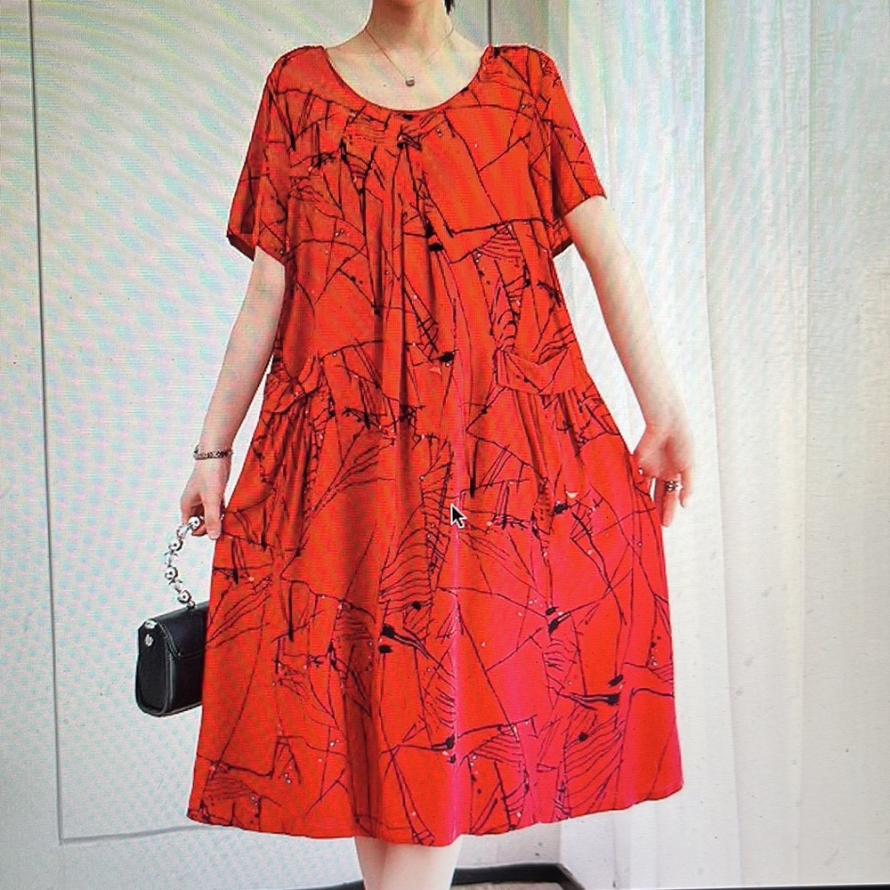 Summer Women's Dress Loose Casual Bohemian Dresses Mid-length Short Sleeve